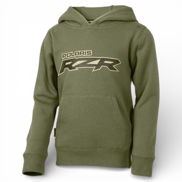 Polaris Other - Polaris RZR Hoodie ATV UTV Logo Pullover Olive Green Sweatshirt Youth Small NWT